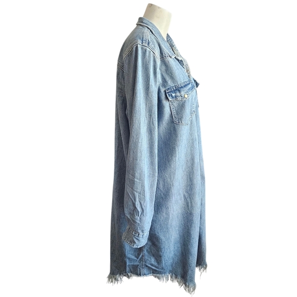 Lucky Brand Denim Shirt Dress XL Boho Western Coastal Cowgirl Festival - Picture 4 of 16